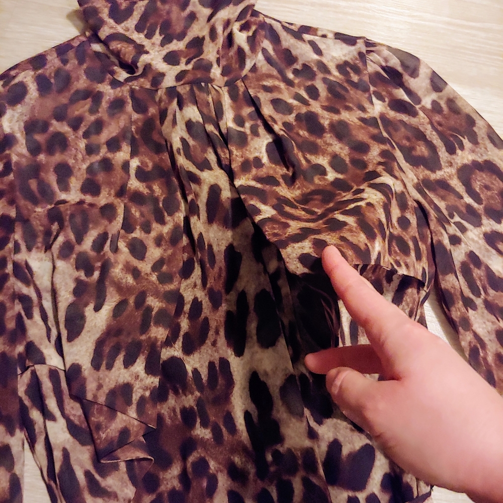 Badgley Mischka Leopard-Print Georgette Dress, Sz 12 - Picture 8 of 16
